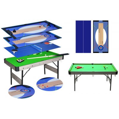 Multifunkční herní stůl 6 v 1, biliard, snooker, air hokej, ping pong, curling, shuffleboard, 5 ft – Zboží Dáma