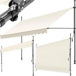 Tectake Upínací markýza s ruční klikou, výškově nastavitelná 400 x 180 cm, béžová – Zboží Mobilmania