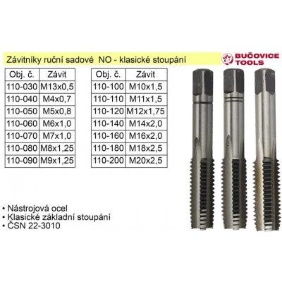BUČOVICE TOOLS a.s. Závitníky ruční sadové M6x1,0 NO klasický závit – Zboží Mobilmania