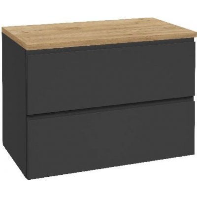 kielle Skříňka včetně desky pod umyvadlo 80x55x46 cm, matná černá/zlatý dub - 50002S824 – Zboží Dáma