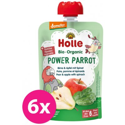 HOLLE Power Parrot Bio pyré hruška jablko špenát 6 x 100 g – Hledejceny.cz