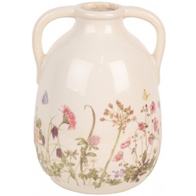 Keramická váza s oušky a lučními květy Flowers of Love L - Ø 16*22 cm - Clayre & Eef – Hledejceny.cz