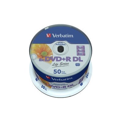Verbatim DVD+R 8,5GB 8x, printable, cakebox, 50ks (97693)