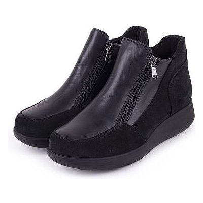 Vlnka dámské kožené kotníkové boty na zip Marcela černá
