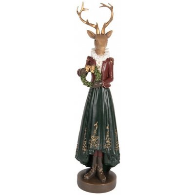 Vánoční dekorace figurka jelení dáma s věnečkem - 9*8*37 cm - Clayre & Eef – Hledejceny.cz