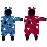 New Baby Kojenecký bavlněný overal s kapucí a oušky Paw tmavě růžový – Sleviste.cz