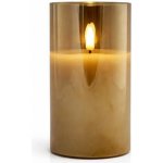 DECOLED LED svíčka ve skle na baterie, 7,5 × 15 cm, zlatá, 2× AA – Sleviste.cz