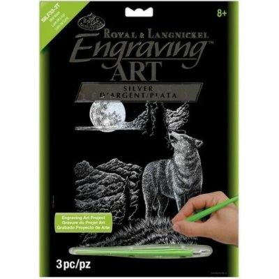 Royal & Langnickel Stříbrný vyškrabávací obrázek Vlk s měsícem SILF33 – Zboží Mobilmania