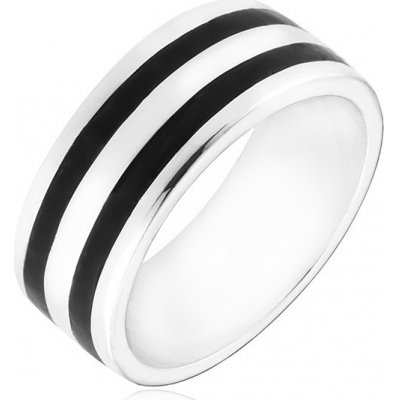 Šperky eshop Stříbrný prsten 925 kroužek se dvěma černými pásy H17.15 – Zboží Mobilmania