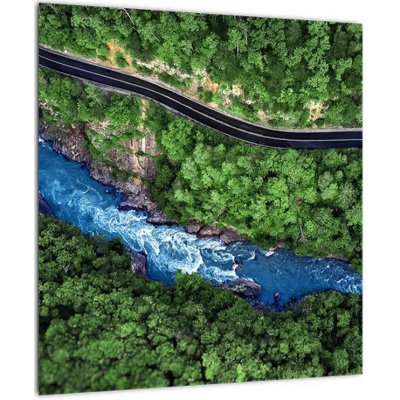 Skleněný obraz - Řeka mezi horami, Kavkaz, Rusko, jednodílný 40x40 cm na skle – Zboží Dáma