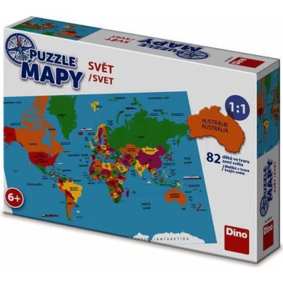 Dino mapy Svět ve tvaru zemí 1:1 v krabici 32 x 23 x 7 cm 82 dílků
