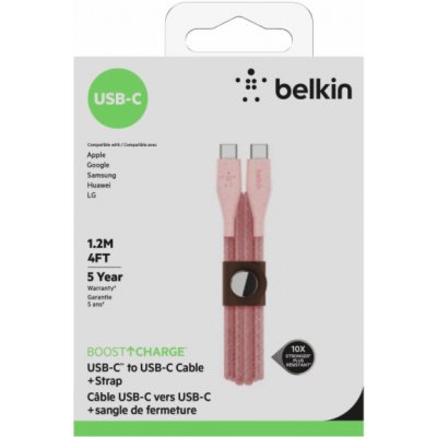 Belkin F8J241bt04-PNK DuraTek Plus USB-C/USB-C, 1,2m, růžový – Zboží Mobilmania