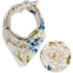 Biante Bavlněný šátek Sandra SA-668 Květy a modro-zelené listy na bílém – Hledejceny.cz
