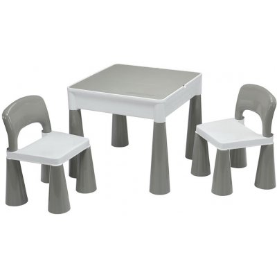 NEW BABY Dětská sada stoleček a dvě židličky šedo-bílá 49111-16
