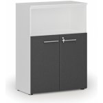 Primo Kombinovaná kancelářská skříň WHITE, 1087 x 800 x 420 mm, bílá/grafit – Hledejceny.cz
