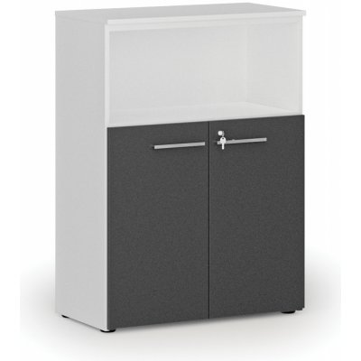 Primo Kombinovaná kancelářská skříň WHITE, 1087 x 800 x 420 mm, bílá/grafit – Hledejceny.cz