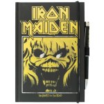 CurePink Poznámkový blok se svítící propiskou Iron Maiden The Beast On The Road A5 14 x 21 x 2 cm – Zboží Dáma