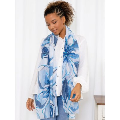 Classic Scarf šála modrá velké květy – Zboží Dáma