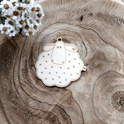 Závěsná dekorace Ovečka vzor puntík 75 x 75 mm – Zboží Dáma