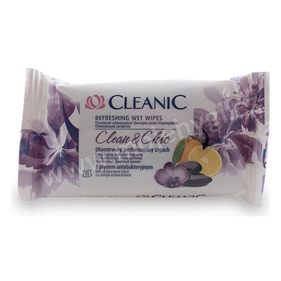 Cleanic (clean & chic) Cestovní vlhčené ubrousky s antibakteriální přísadou 15 ks
