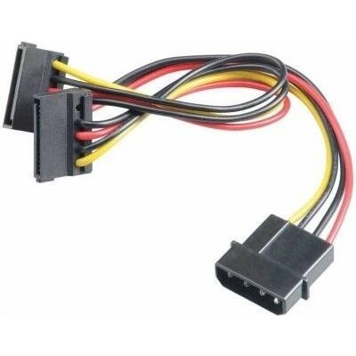 Inter Tech kabel 1x Molex na 2x SATA napájení, 15cm, zalomené konektory 90° 88885307 – Zboží Mobilmania