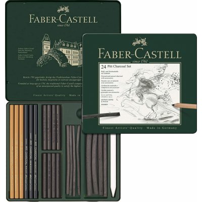 Faber-Castell Uhel Pitt Monochrome Charcoal plechová krabička 24ks 112978 – Sleviste.cz