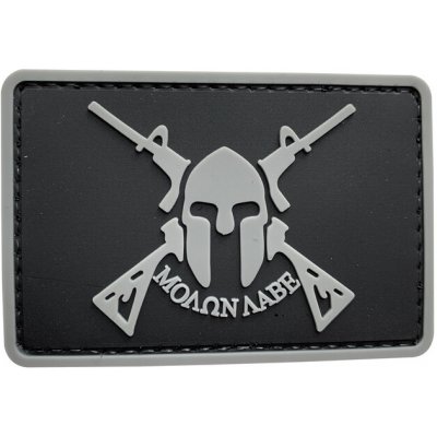 WARAGOD Nášivka 3D Molon Labe Spartan with Two Rifles černá 7.5x5cm – Zboží Mobilmania