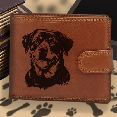 Pánská s motivem pro milovníky psů s obrázkem pejska Rotvajler 3 Vínová peněženka Carlo