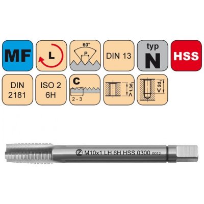 Závitník sadový M14x1,5 I ISO2 HSS DIN 2181 Levý0300L CZZ0300L-M14X1,5-I-ISO2 – Sleviste.cz