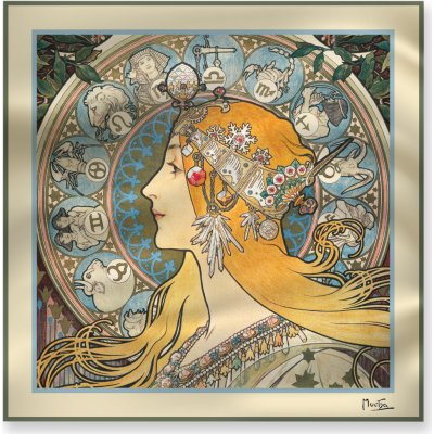 šátek Alfons Mucha Zodiak, 70 × 70 cm – Zboží Mobilmania