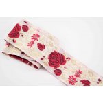 Krojová stuha - lomená bílá s červenými růžemi a zlatými větvičkami - šíře 5 cm – Hledejceny.cz