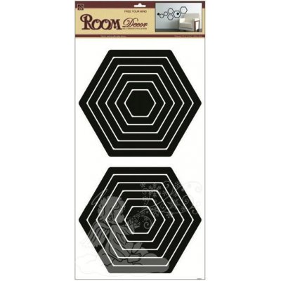 Room Decor A1325 Samolepicí dekorace 1325 černé šestiúhelníky 69x32cm
