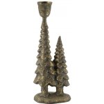 Mosazný antik kovový svícen se stromky Cannie - 7*5*20 cm - Chic Antique – Hledejceny.cz