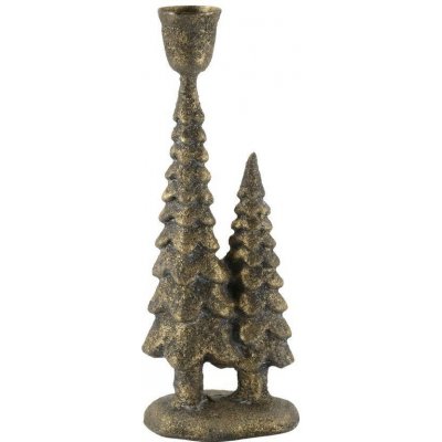 Mosazný antik kovový svícen se stromky Cannie - 7*5*20 cm - Chic Antique – Hledejceny.cz
