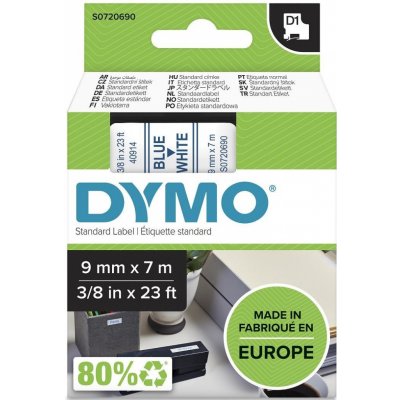 DYMO páska D1 9mm x 7m, modrá na bílé, 40914, S0720690 – Zboží Mobilmania