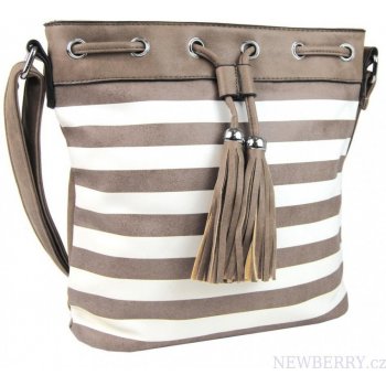 pruhovaná crossbody kabelka H0468 Světlá hnědo-bílá