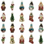 Clayre & Eef Set 20ks vánoční skleněná ozdoba stromek sněhulák Santa - 28*20*4 cm – Hledejceny.cz