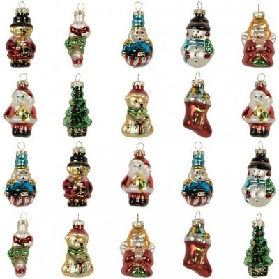 Clayre & Eef Set 20ks vánoční skleněná ozdoba stromek sněhulák Santa - 28*20*4 cm – Hledejceny.cz