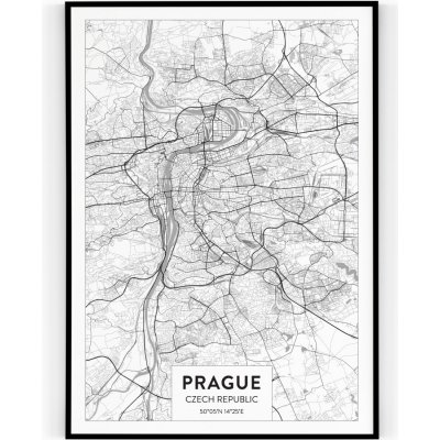 Plakát / Obraz Mapa Praha Napnuté plátno na dřevěném rámu 40 x 50 cm – Zbozi.Blesk.cz