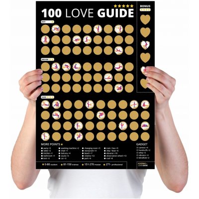 100 x KAMASUTRA ZDRAPKA - POZICE LÁSKA PLAKÁT PRO PÁRY - 100 LOVE GUIDE