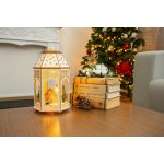 MagicHome vánoční lampa dřevěná vesnice 9 LED diod teplá bílá 16,5x14x30 cm – Hledejceny.cz