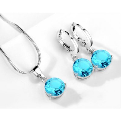 Set šperků náušnice a náhrdelník se zirkonem 50 Světle modrá – Zboží Mobilmania