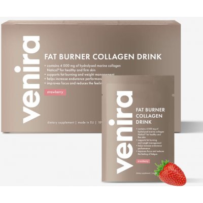 Venira fat burner collagen drink, jahoda, mořský kolagen, 30 sáčků, 189 g – Hledejceny.cz