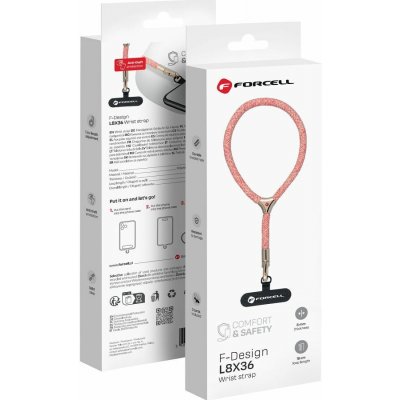 Forcell F-Design L8X36 poutko na telefon na zápěstí – popruh na mobil, růžová – Zboží Mobilmania