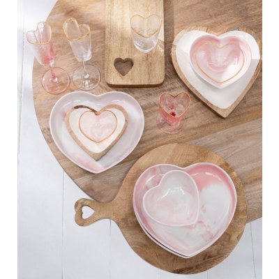 J-Line by Jolipa porcelánová miska ve tvaru srdce Heart krémovo růžová 15 13 a 7 cm