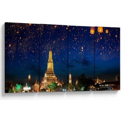 Obraz - Lampióny štěstí, Bangkok, Čtyřdílný 160x80 cm – Hledejceny.cz