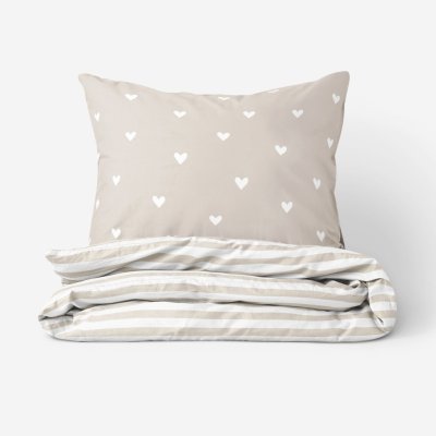 Goldea bavlna povlečení srdíčka na latte s proužky 140x200 70x90 – Zboží Dáma