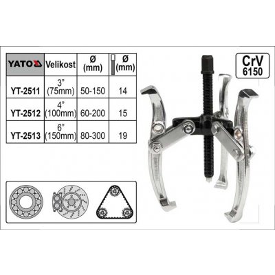 Yato YT-2512 stahovák 4' 60-200mm tříramenný – Zboží Dáma