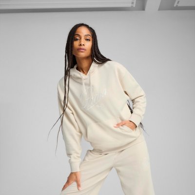 Puma Essentials SCRIPT Hoodie TR dámská mikina béžová – Zboží Mobilmania