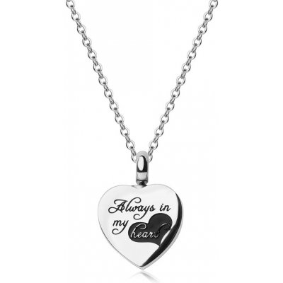 Šperky eshop Ocelový stříbrná barva přívěsek ve tvaru srdce Always in my heart navždy v mém srdci S77.13